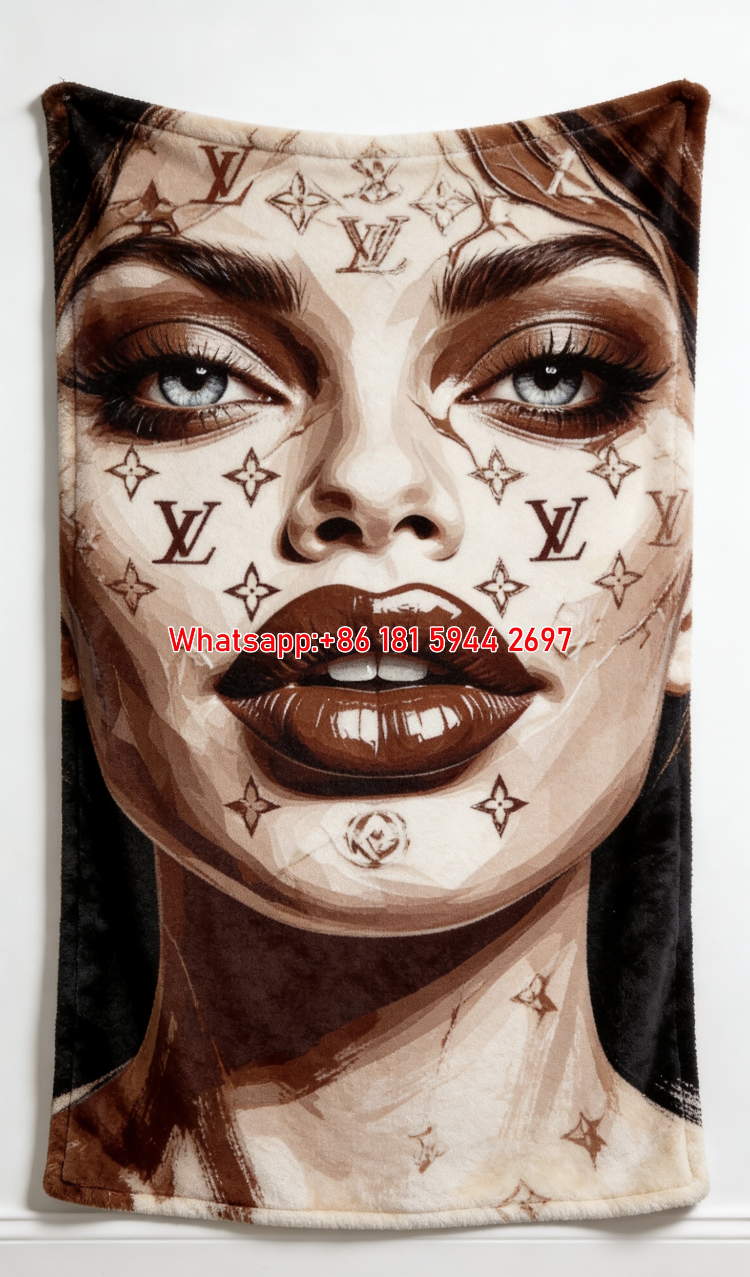 LV Monogram Face Blanket Luxury Portrait Throw 159